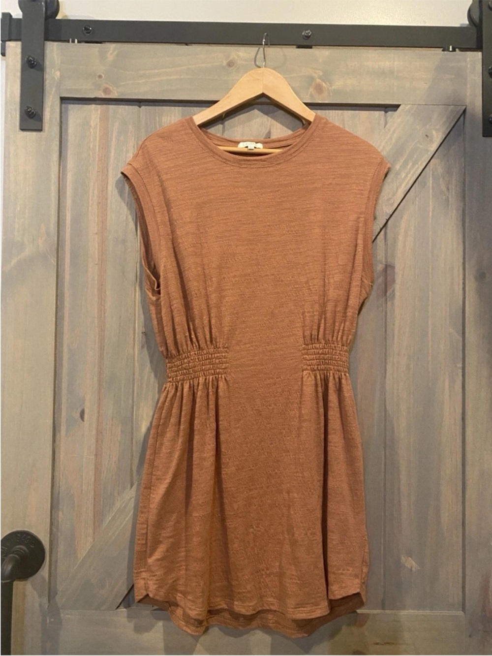 Women's Z Supply Cotton Blend Casual Smocked Waist Dress in Rust